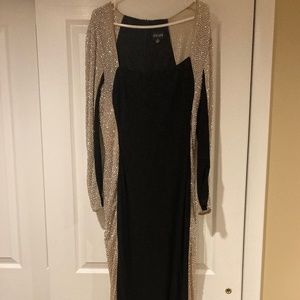 Black/Tan beaded formal evening gown